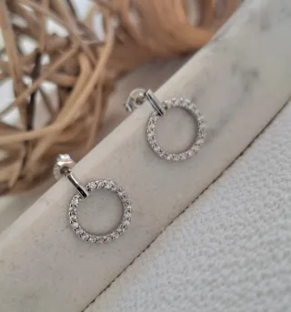 Pendientes Aro Plata diamantitos de Moissanita.