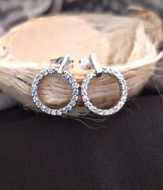 Pendientes Aro Plata diamantitos de Moissanita.