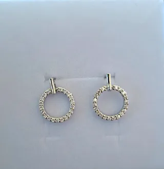 Pendientes Aro Plata diamantitos de Moissanita.