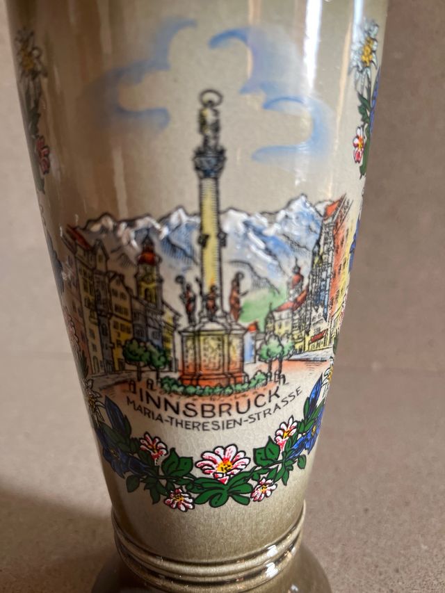 Boccale birra Innsbruck, ceramica decorato a mano
