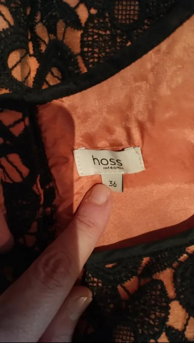 Vestido Hoss Intropia Negro y Naranja Encaje