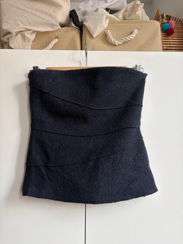 Top palabra de honor Zara azul marino