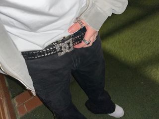 Cinturón DC Shoes hebilla logo plateado y2k