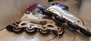 Patines en línea morados y grises talla 35
