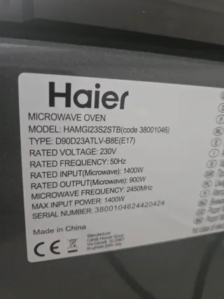 Microondas Grill Haier Negro