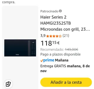 Microondas Grill Haier Negro