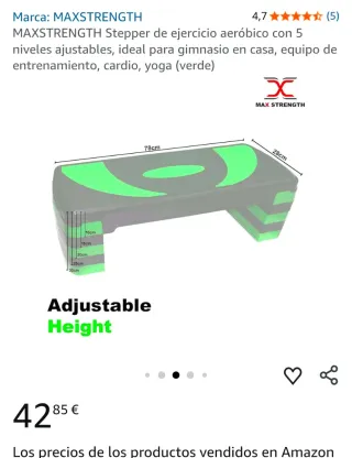 Step de ejercicio ajustable hasta 30cm