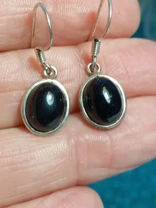 Pendientes Plata Ley Ónix Ovalados