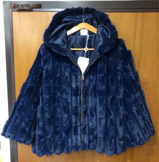 Lady Chic pelliccia ecologica XL blu nuova