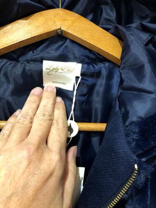 Lady Chic pelliccia ecologica XL blu nuova