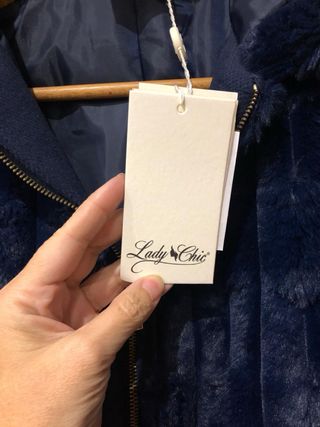 Lady Chic pelliccia ecologica XL blu nuova