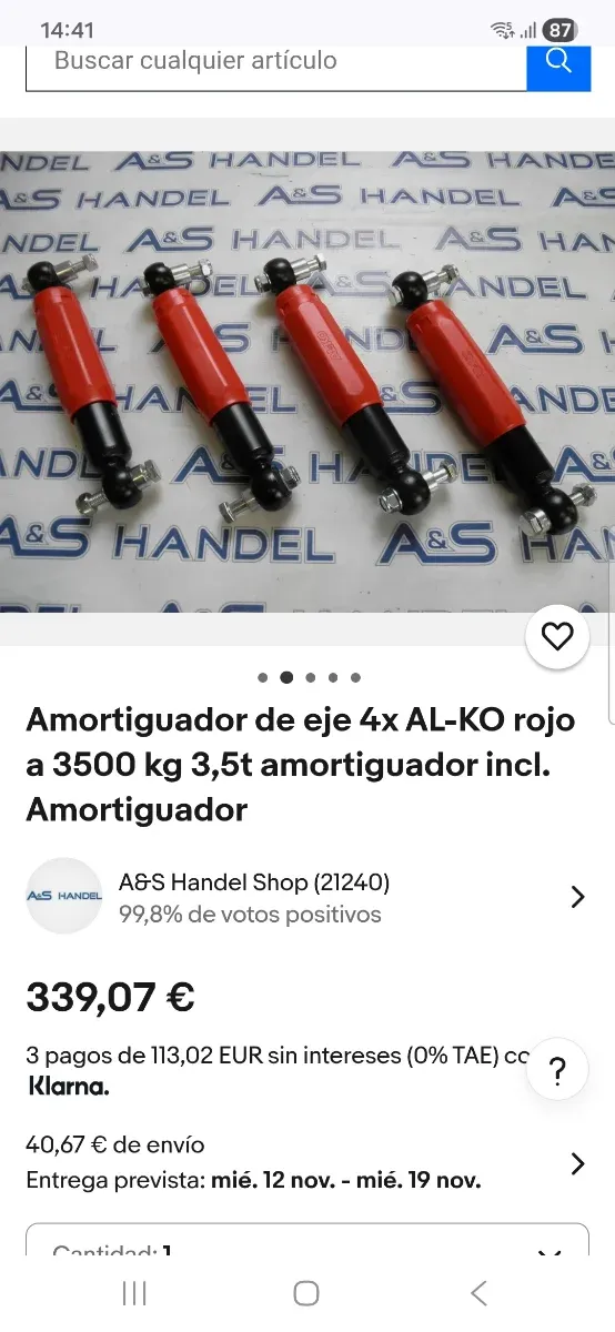 Amortiguadores  remolque  portacoches AL-KO 3500kg