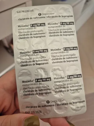 Mysimba 8mg/90mg Naltrexona Bupropiom duas destas