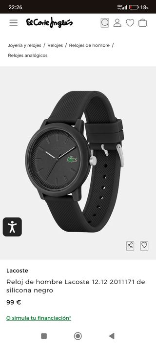 Reloj Lacoste Negro