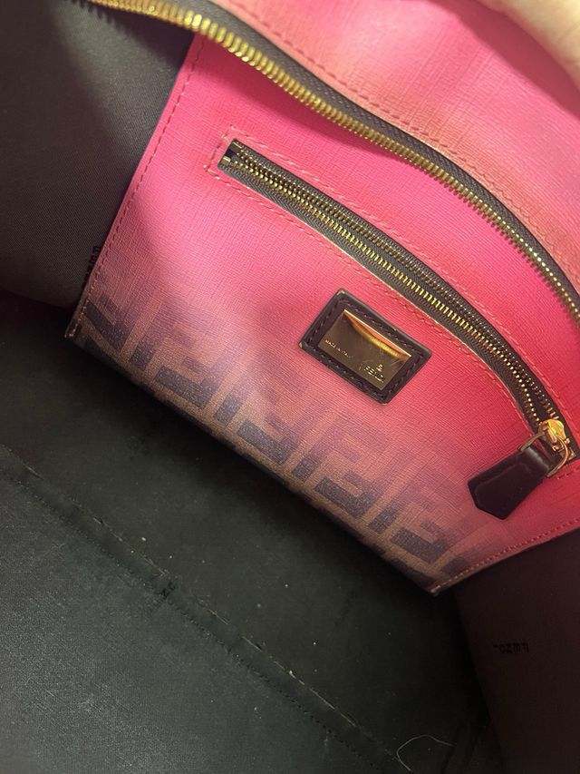 Borsa Fendi grande rosa e marrone