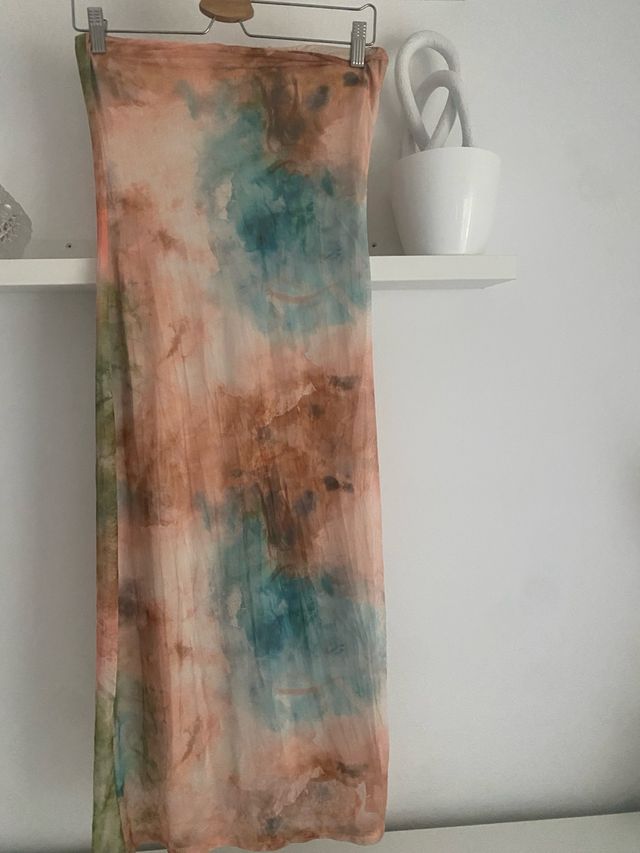 Vestido seda palabra de honor elástico