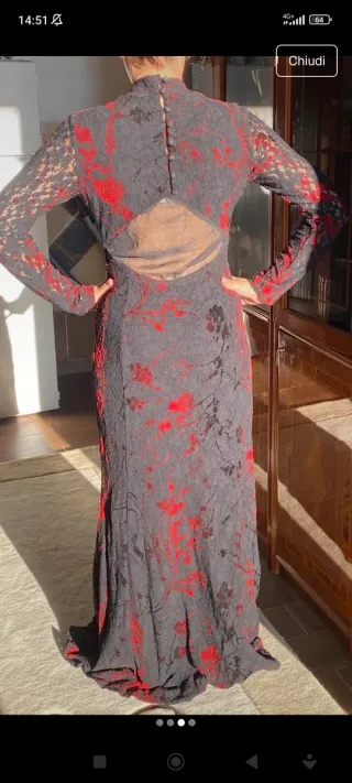 Abito lungo pizzo rosso e nero