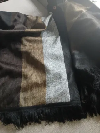 Poncho de lana alpaca a rayas nuevo
