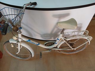 Bicicleta blanca con cesta