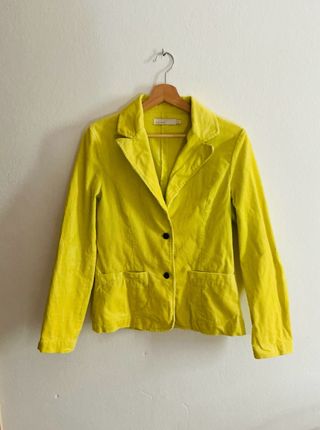 Blazer amarillo limón de pana de algodón chaqueta