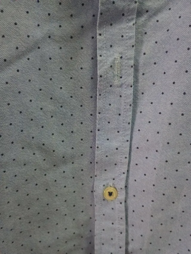 Camisa Zara azul de manga corta con puntos
