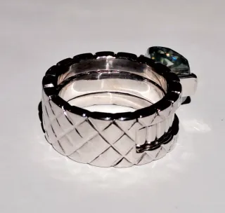 Anillo Moissanita Azul Plata