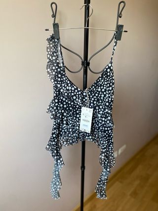 Top Zara lunares volantes S