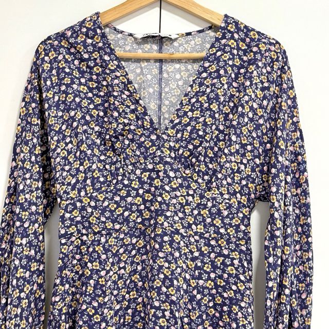Talla S - Vestido floral azul manga larga