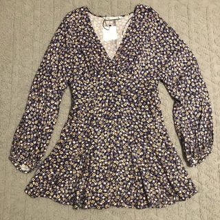 Talla S - Vestido floral azul manga larga