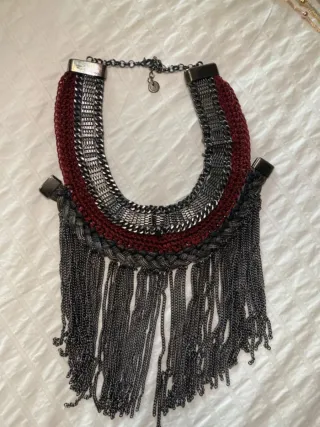 Collar Adolfo Dominguez Rojo y Plateado