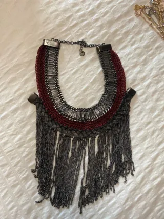 Collar Adolfo Dominguez Rojo y Plateado