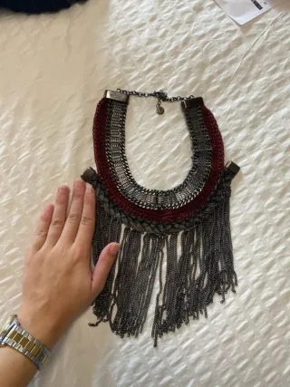 Collar Adolfo Dominguez Rojo y Plateado