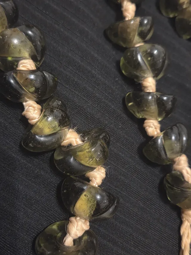 Collar largo cristal verde y amarillo