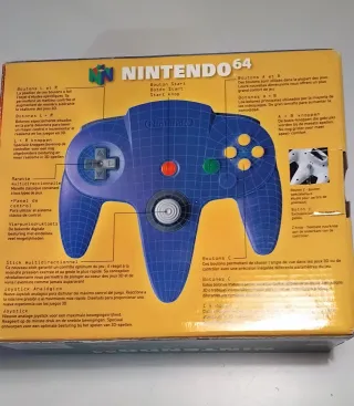 Mando N64 con caja y papeles