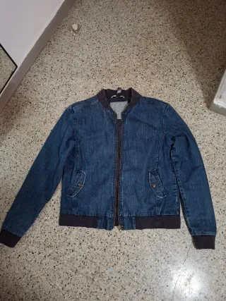 Chaqueta tejana bomber azul hombre