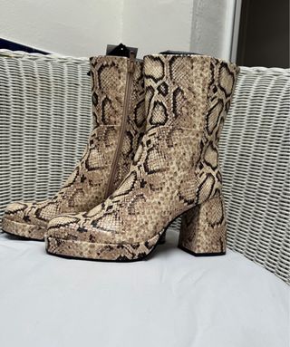 Botas Mango Animal Print Tacón Plataforma