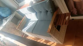 2 Sillones Exterior Mimbre y Madera