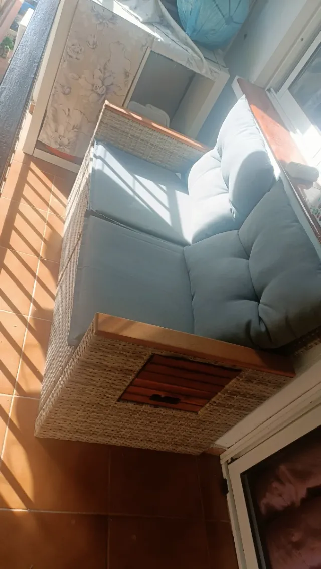 2 Sillones Exterior Mimbre y Madera