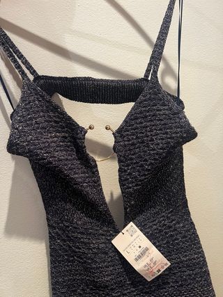 Vestido Zara Negro/Plata Talla L