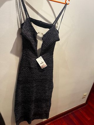 Vestido Zara Negro/Plata Talla L