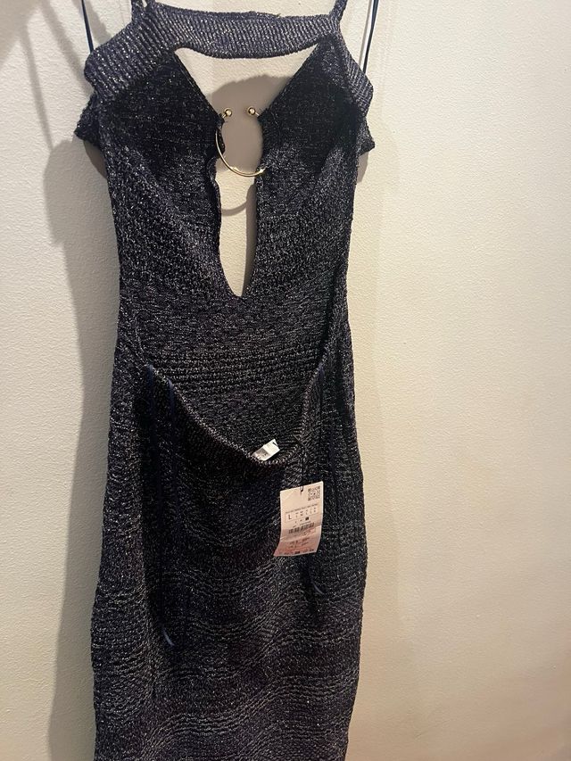 Vestido Zara Negro/Plata Talla L