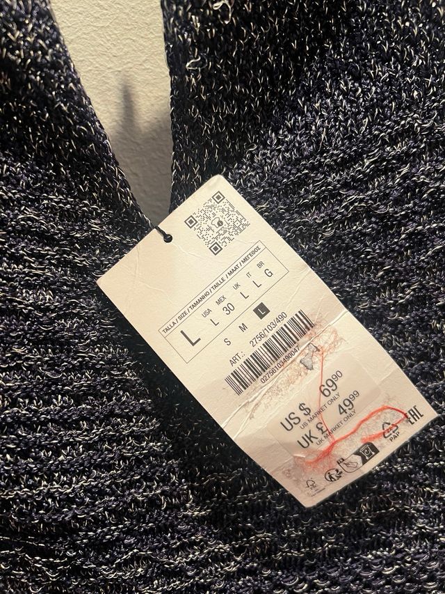 Vestido Zara Negro/Plata Talla L