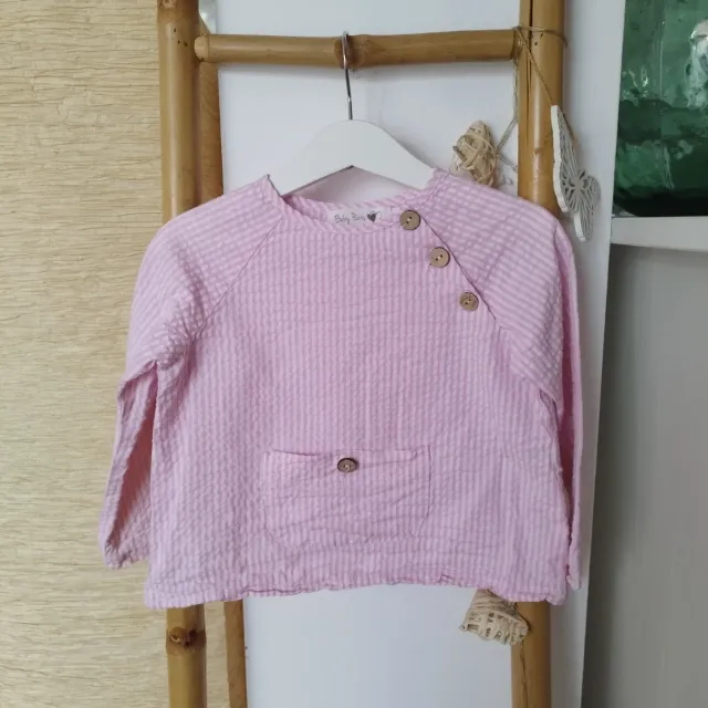 Camisa Baby Paris niña T/4 rayas rosas