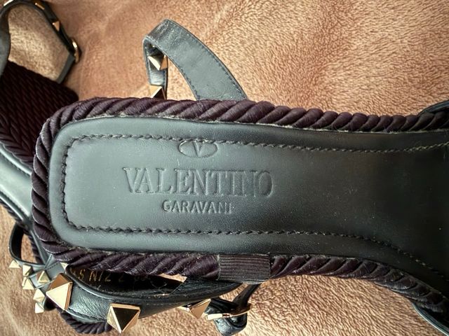 Valentino Garavani Sandali Zeppa Neri Oro