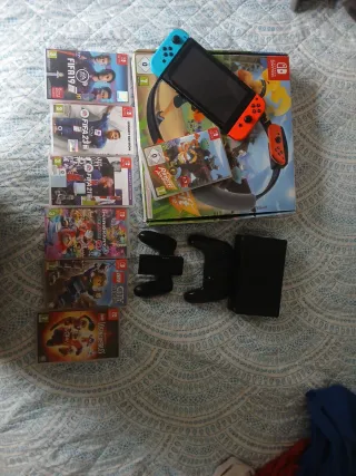 Nintendo Switch con juegos y mando