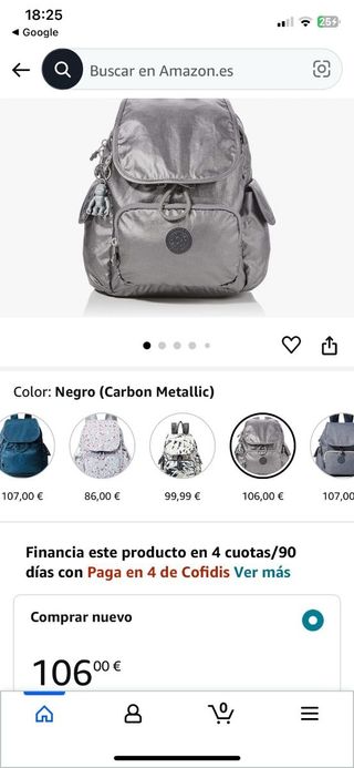 Mochila Kipling Plata