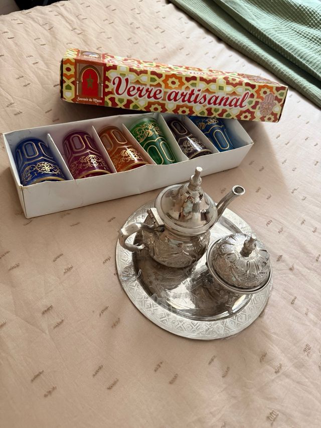 Juego Té Marroquí Vidrio y Metal