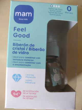 Biberón nuevo MAM Cristal 90ml +0M