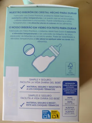 Biberón nuevo MAM Cristal 90ml +0M