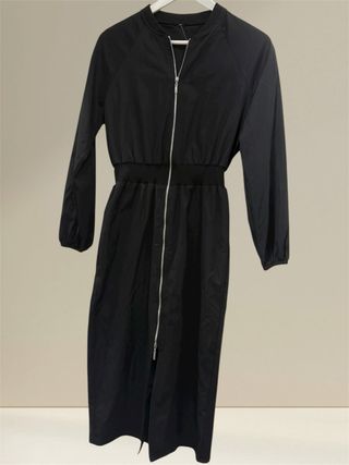 Abito lungo donna nero con zip
